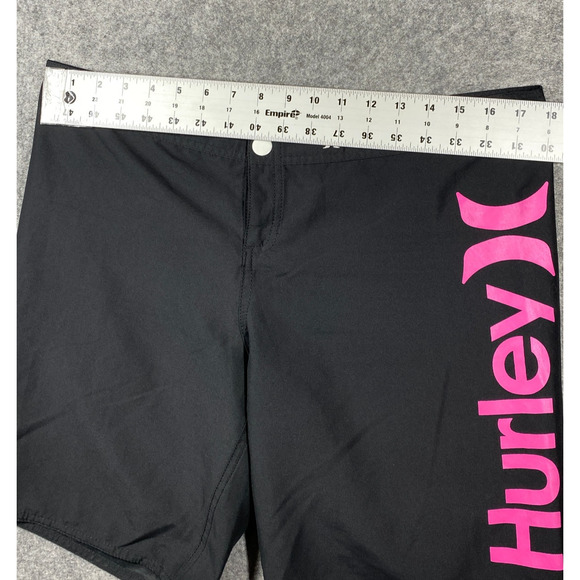 Hurley Swim Shorts Mens Black Pink Large? Side Logo 8.5" Inseam - Picture 2 of 15